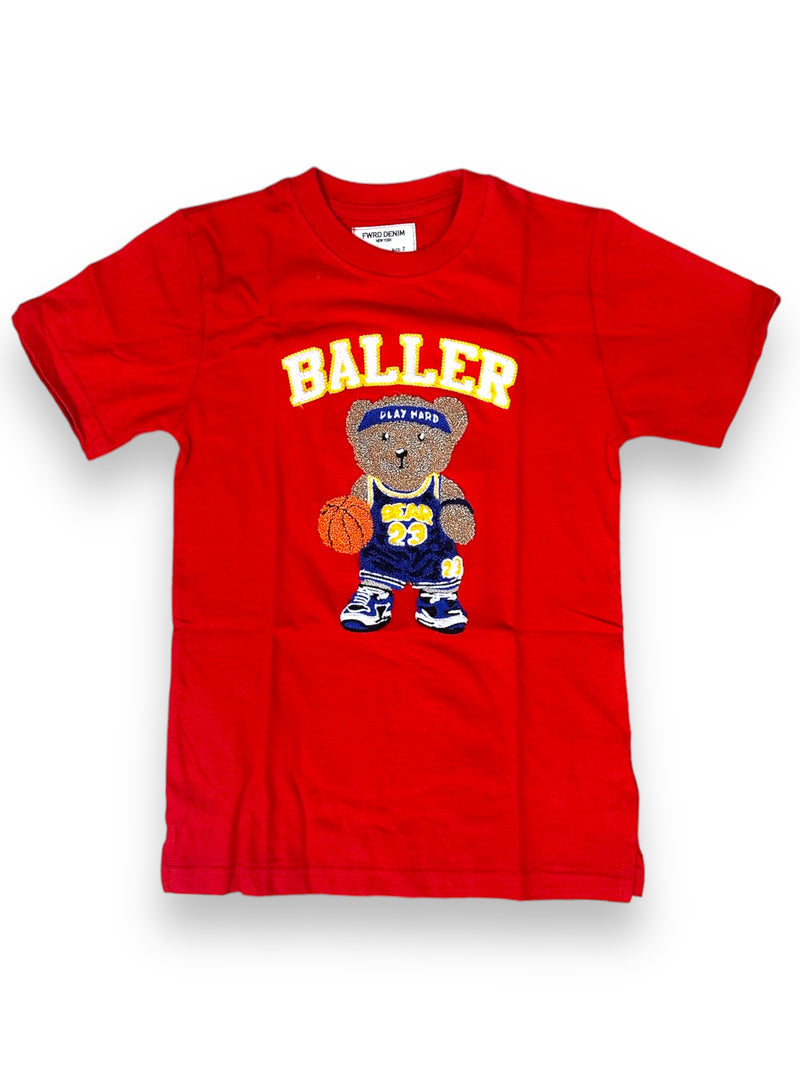 FWRD Kids 'Baller Bear' T-Shirt (Red) FW-180476 - FRESH N FITTED