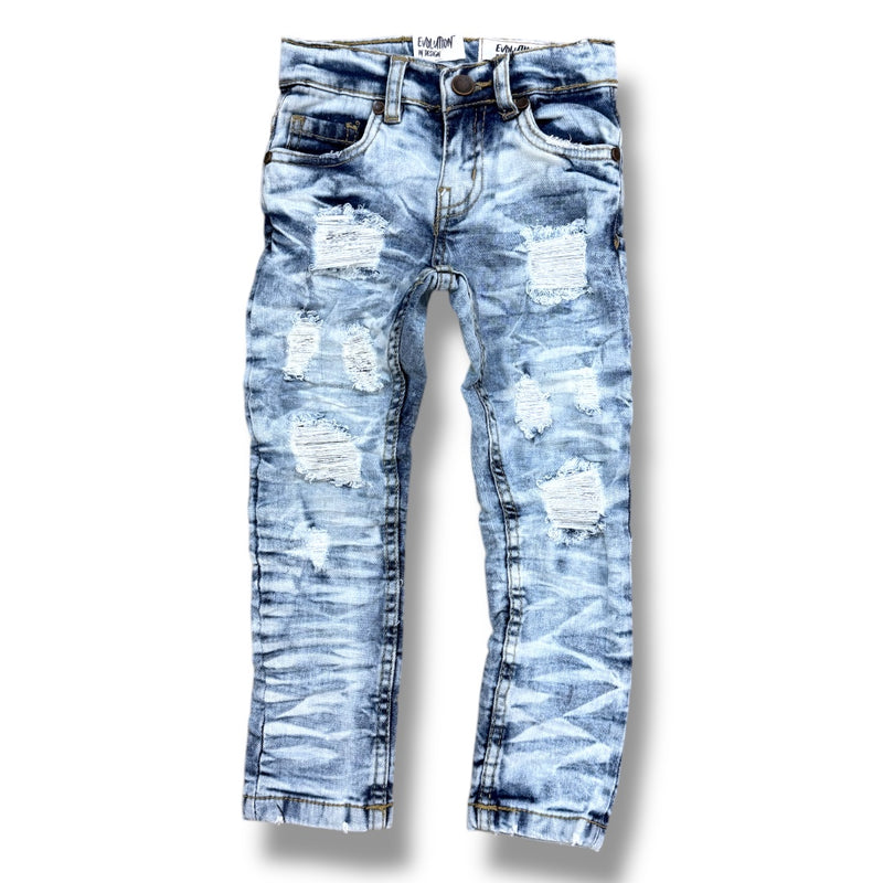Evolution Kids 'Wild Tiger' Distressed Ripple Denim (Ice Blue) EV-33319/LK - FRESH N FITTED