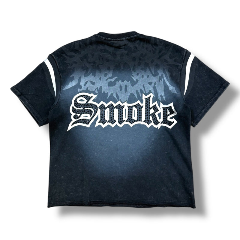 Smoke Rise 'Smoke Studios' Rhinestone Crop Shirt (Black) KT25251 - FRESH N FITTED