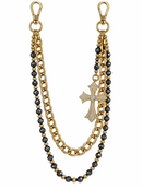 Jewelry Essentials 'Rhinestone Cross' Pocket Chain (Gold/Grey)
