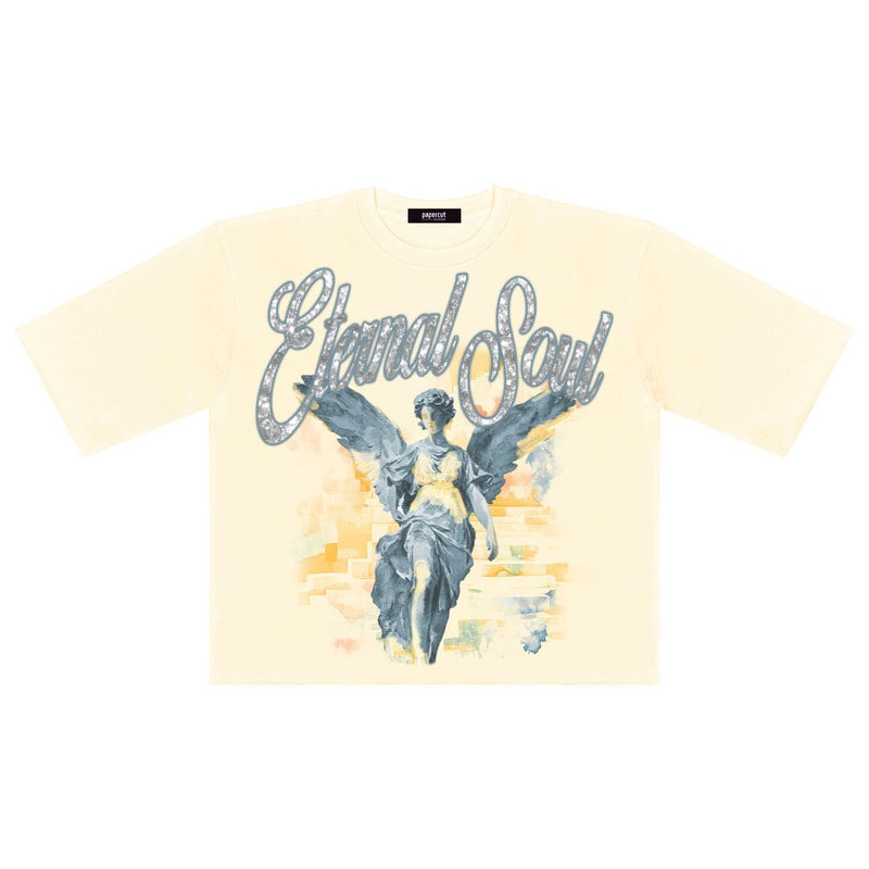 Papercut 'Eternal Soul' Oversized Cropped T-Shirt (Beige) - FRESH N FITTED