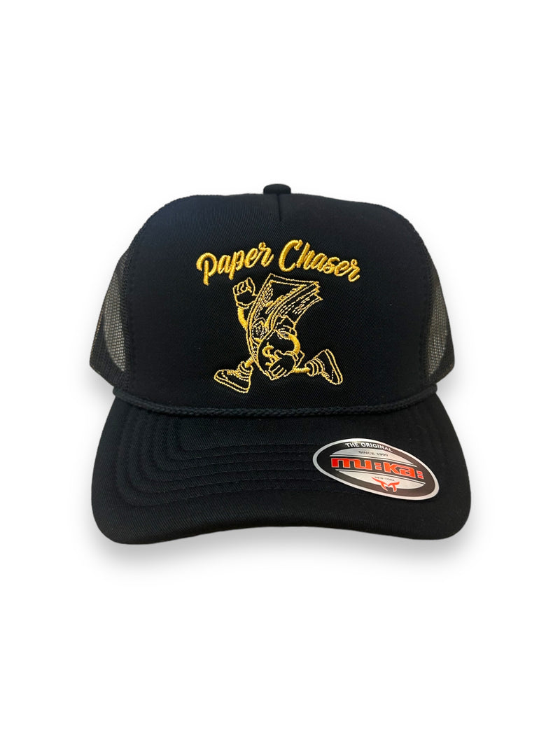 Muka 'Paper Chaser' Trucker Hat (Black) T5432 - FRESH N FITTED