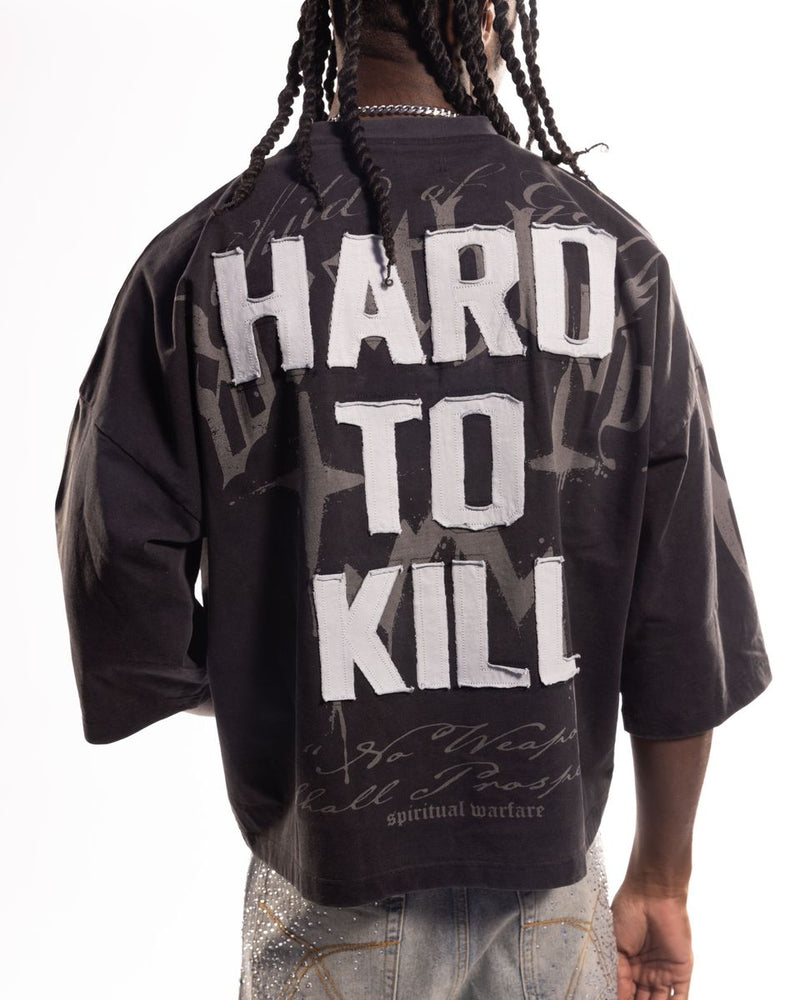 Wrathboy "Hard To Kill" Oversized Cropped T-Shirt (Black) WB05-087 - FRESH N FITTED