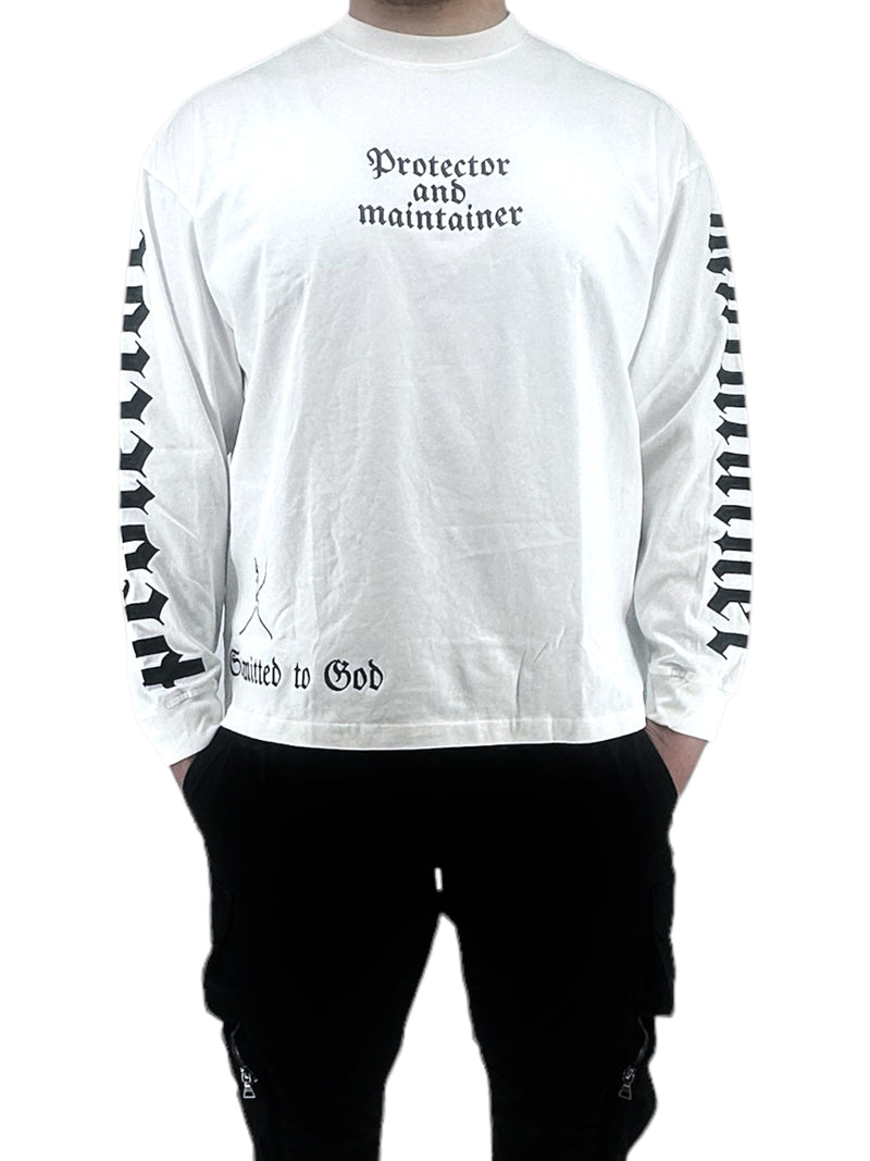 Protector and Maintainer 'Submitted to God' Long Sleeve T-Shirt (White) - FRESH N FITTED