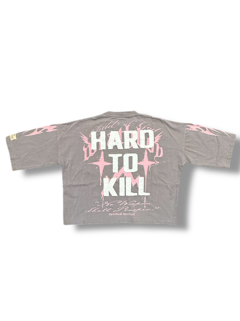 Wrathboy "Hard To Kill" Oversized Cropped T-Shirt (Coffee) WB05-087 - FRESH N FITTED