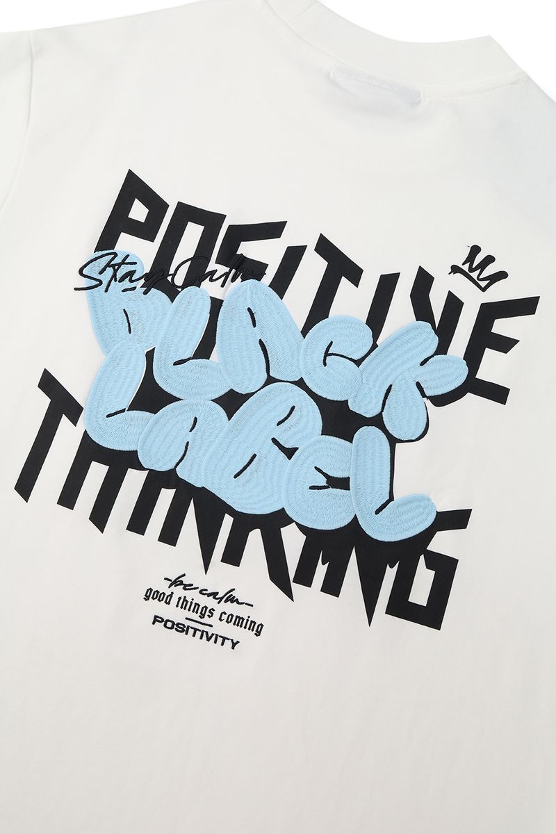 Black Label 'Positive' Premium T-Shirt (White) BL006 - FRESH N FITTED