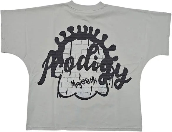 Majestik 'Face' Rhinestone Tapestry Cropped T-Shirt (Lt. Grey) TE2557 - FRESH N FITTED