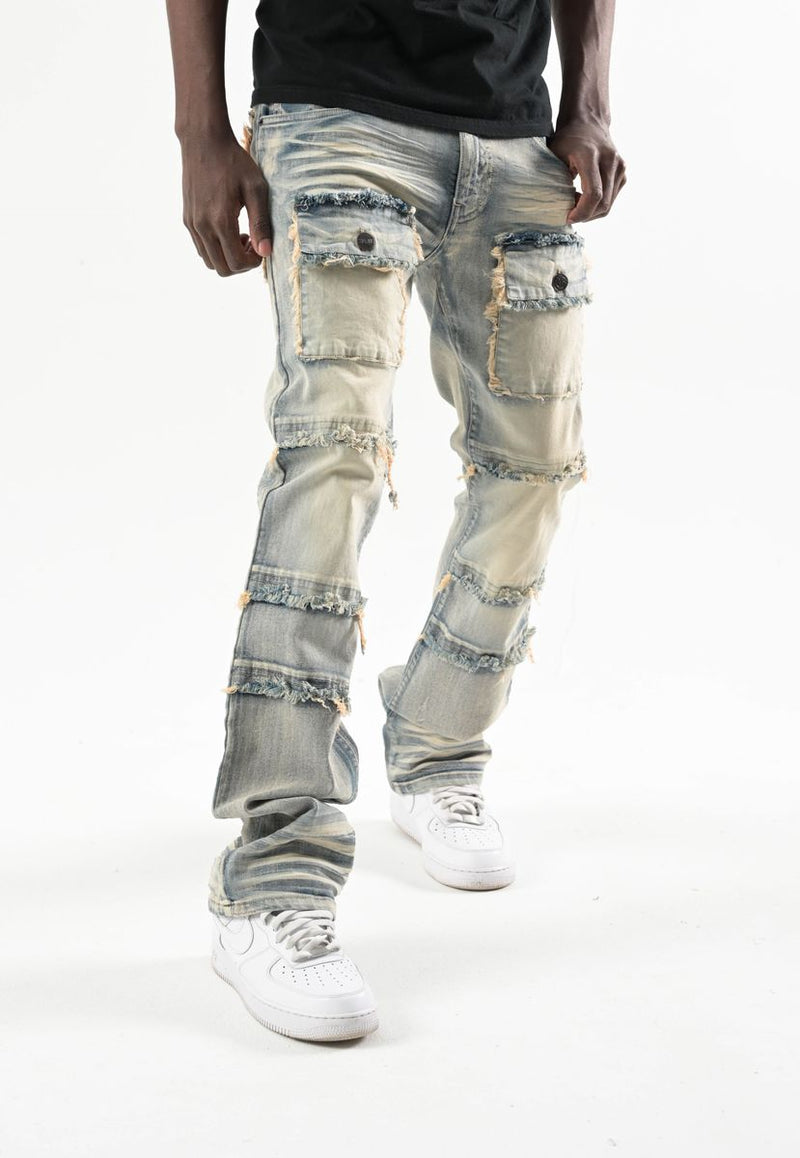 Spark 'TWill' Stacked Flare Denim With Multi Pockets (Tint) S3020