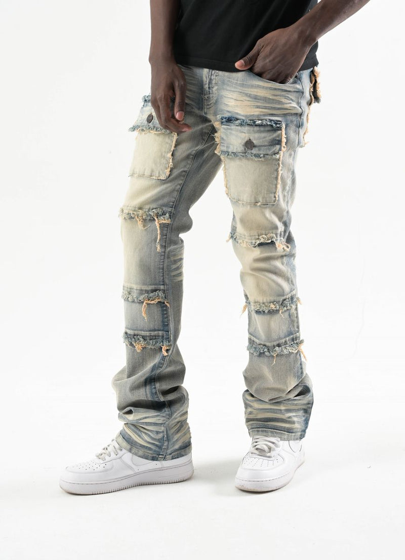Spark 'TWill' Stacked Flare Denim With Multi Pockets (Tint) S3020