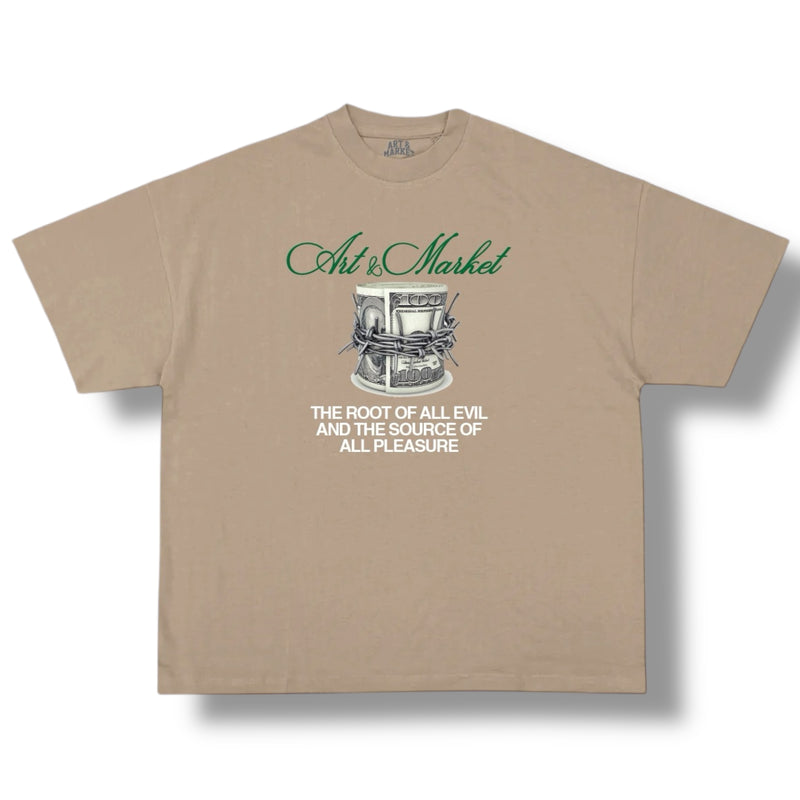 Art & Market 'Evil & Pleasure' T-Shirt (Cream) - FRESH N FITTED