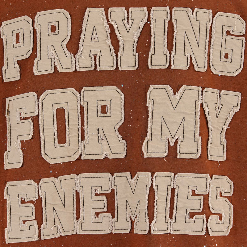 Copper Rivet 'Pray For My Enemies' Oversize Crop T-Shirt (Brown) 511025