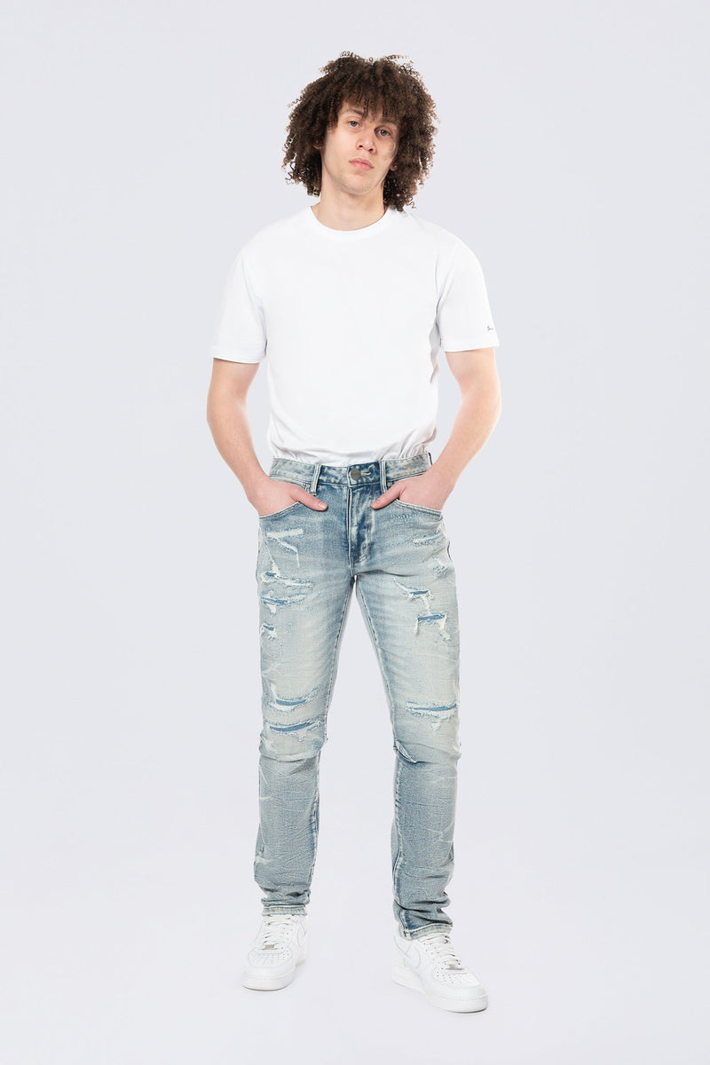 Smoke Rise 'Slim Lightning Effect' Denim (Maxwell Blue) JP24506 - FRESH N FITTED