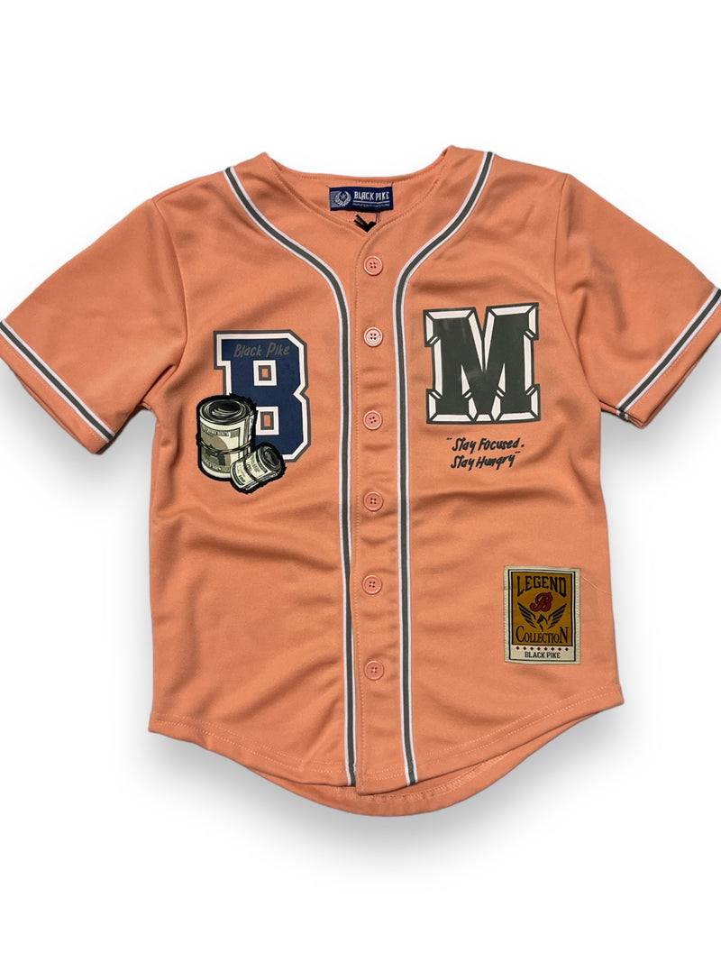 Black Pike Kids 'Bank Roll' Baseball Jersey (Pink) BF3620 - Fresh N Fitted Inc 2