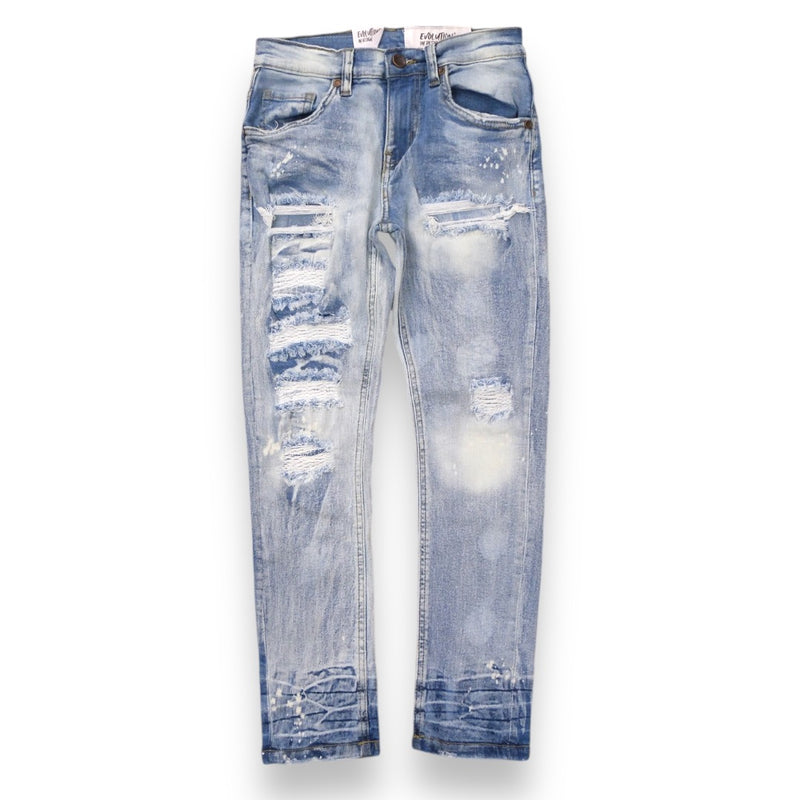 Evolution Kids 'Bleached' Distressed Denim (Ice Blue) EV-33953K - FRESH N FITTED