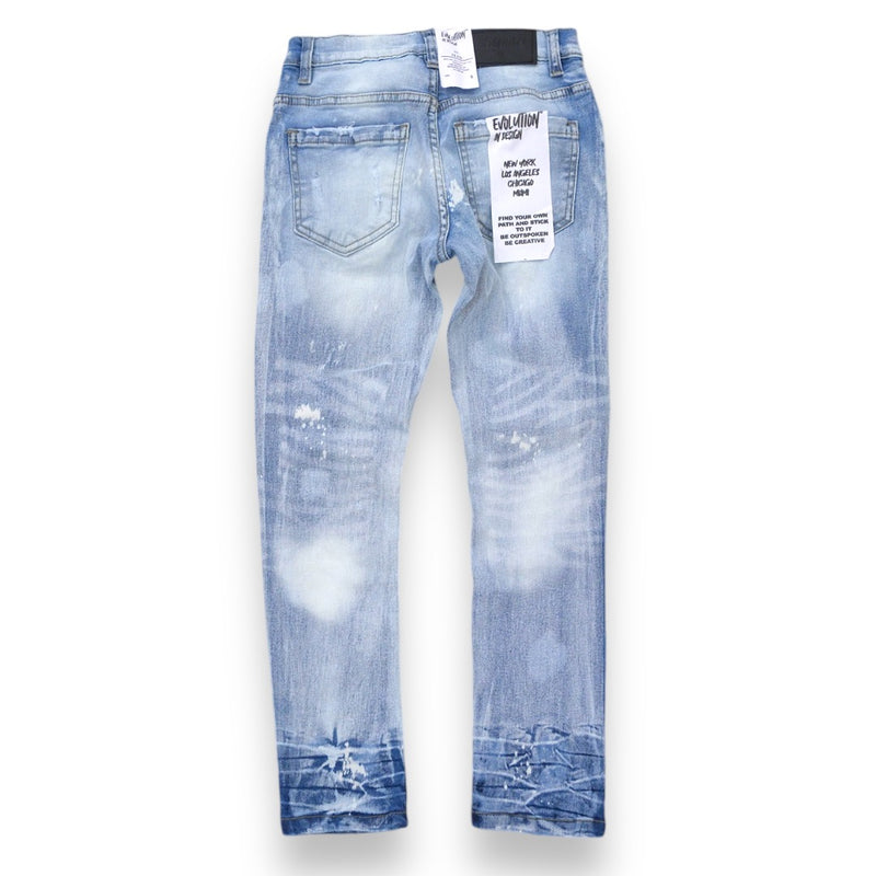 Evolution Kids 'Bleached' Distressed Denim (Ice Blue) EV-33953K - FRESH N FITTED