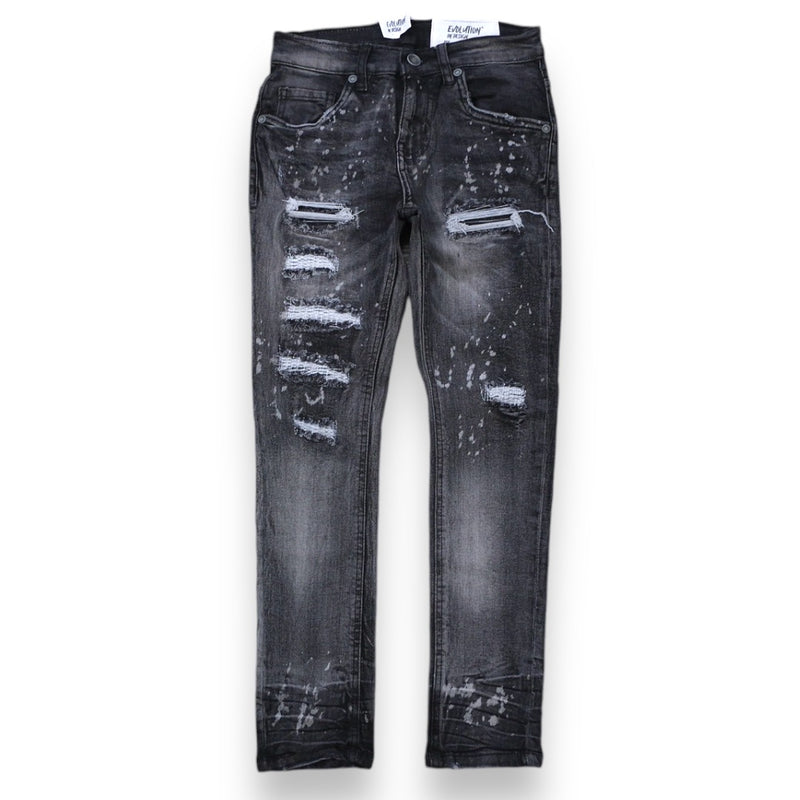 Evolution Kids 'Bleached' Distressed Denim (Washed Black) EV-33953K - FRESH N FITTED