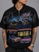 Majestik 'Majestik Burgers Drive In' Cropped Polo Shirt