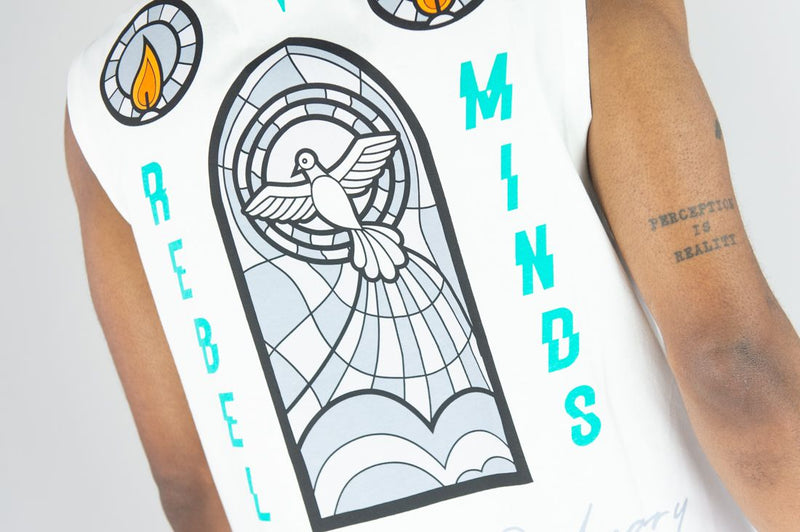 Rebel Minds 'RBL' Sleeveless T-Shirt (White) 151-122 - FRESH N FITTED