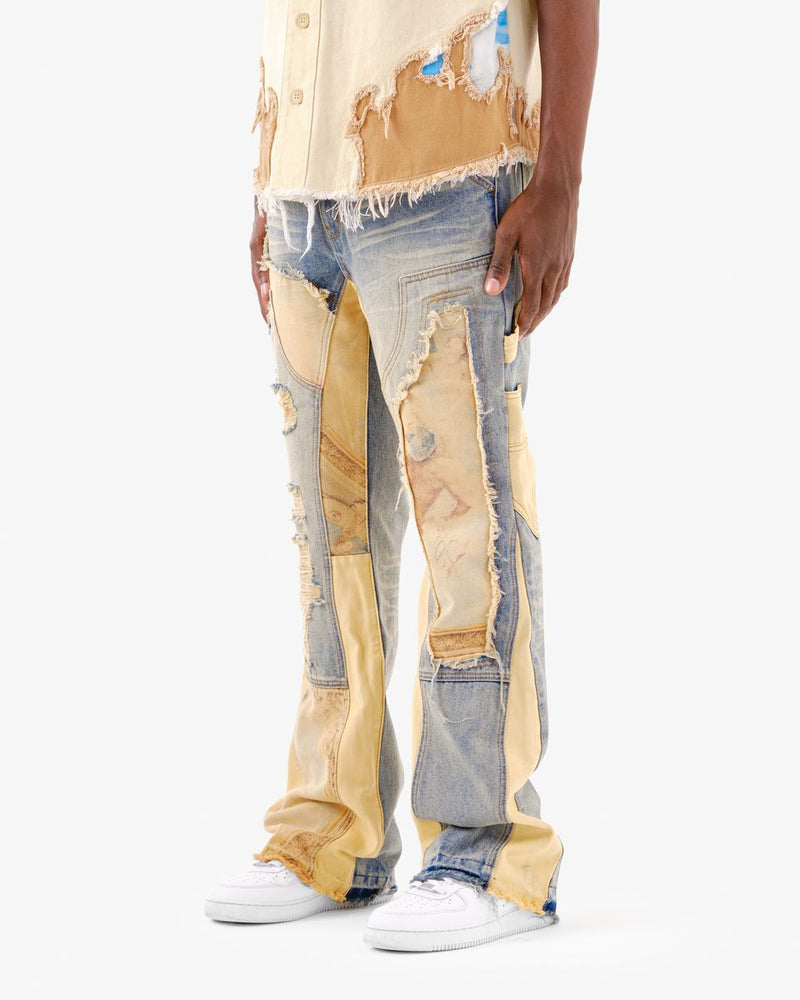 VOYAGE STUDIO 'PURE' Flare Carpenter With Digital Print Denim (DTB) 51P01