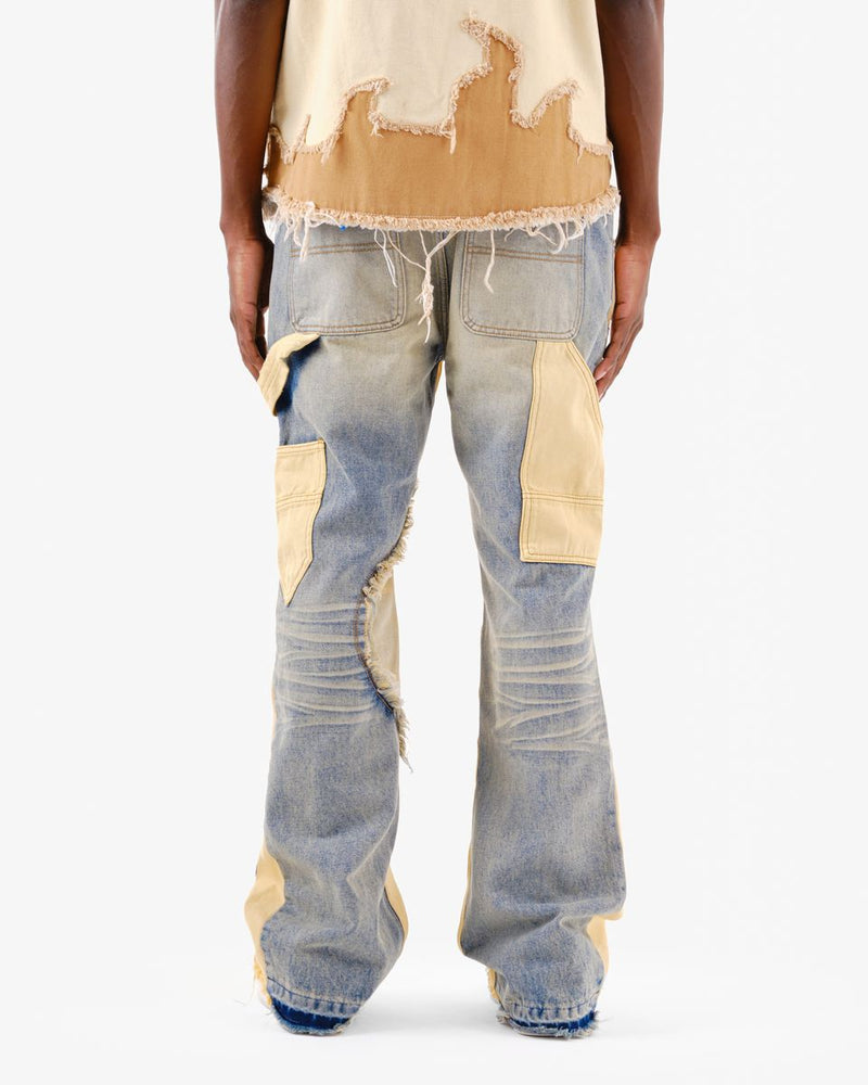 VOYAGE STUDIO 'PURE' Flare Carpenter With Digital Print Denim (DTB) 51P01