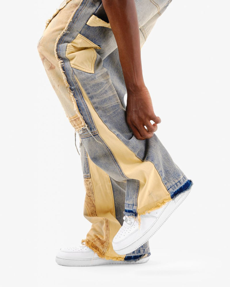 VOYAGE STUDIO 'PURE' Flare Carpenter With Digital Print Denim (DTB) 51P01