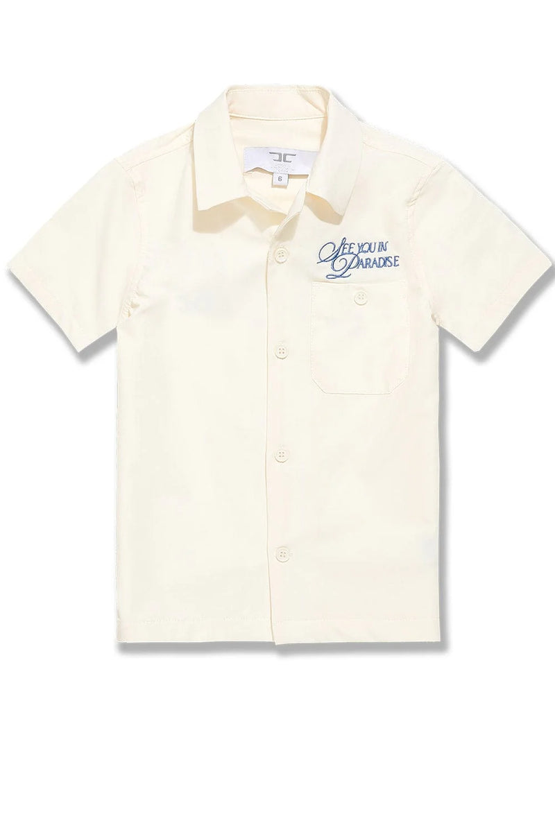 Jordan Craig Kids "Oakland Mechanic" Short Sleeve Button Up Shirt (Cream) 2061K - FRESH N FITTED