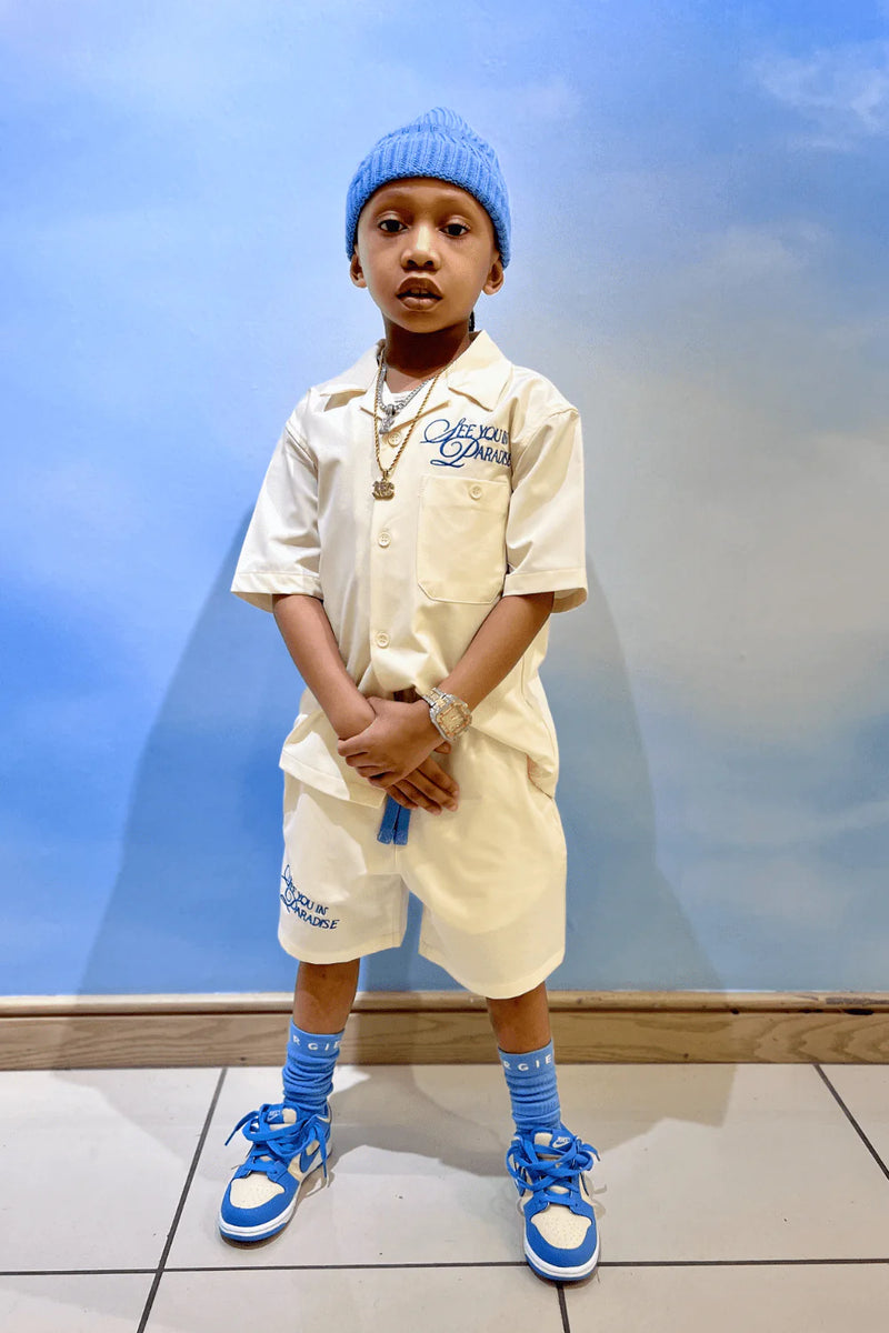 Jordan Craig Kids "Oakland Mechanic" Short Sleeve Button Up Shirt (Cream) 2061K - FRESH N FITTED