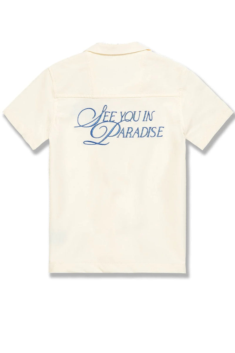 Jordan Craig Kids "Oakland Mechanic" Short Sleeve Button Up Shirt (Cream) 2061K - FRESH N FITTED