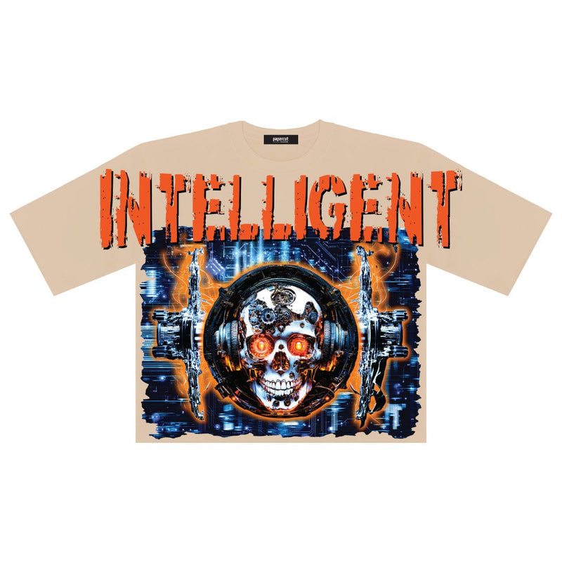 Papercut 'Intelligent' Oversized Cropped T-Shirt (Mocha) - FRESH N FITTED