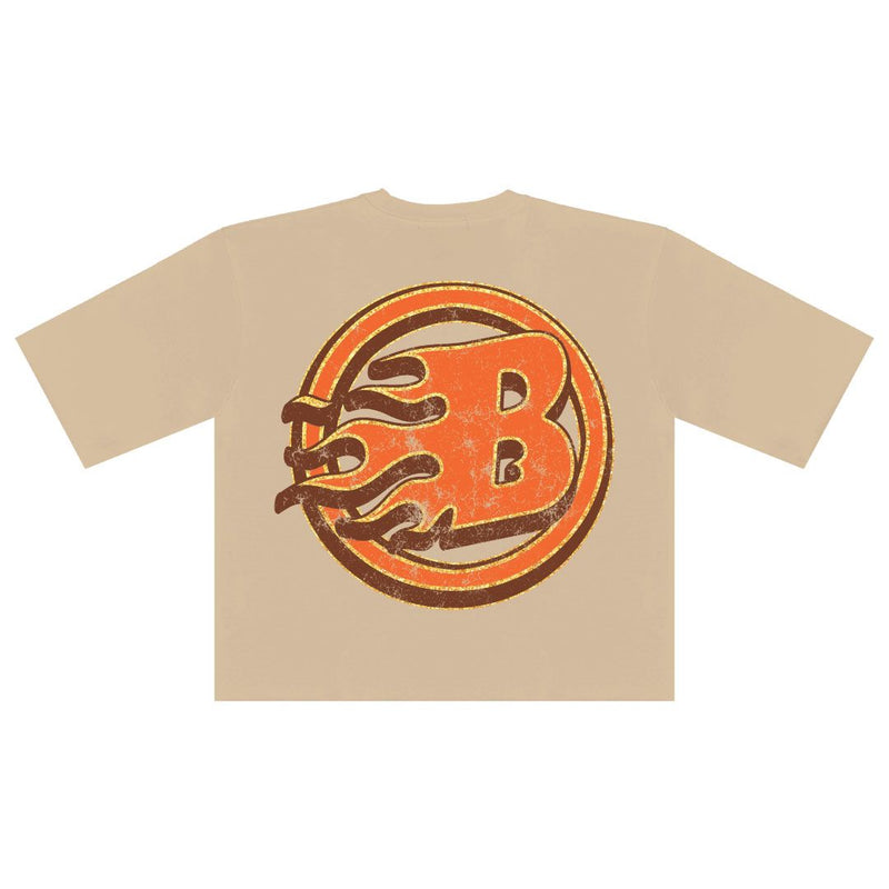 Papercut 'Broken Heart' Oversized Cropped T-Shirt (Mocha) - FRESH N FITTED