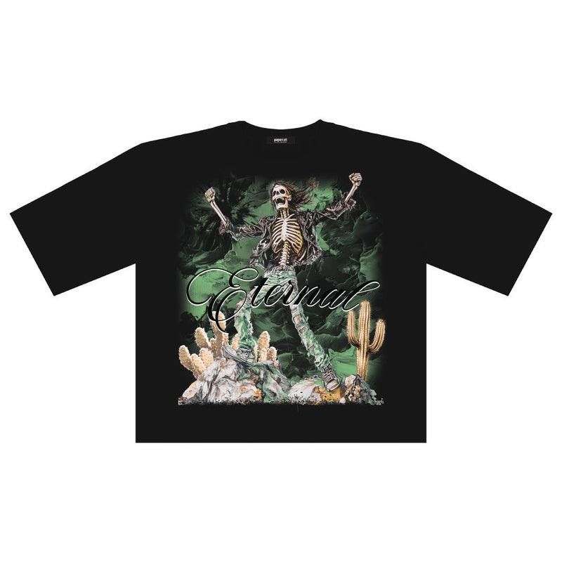 Papercut 'Eternal' Oversized Cropped T-Shirt (Black) - FRESH N FITTED