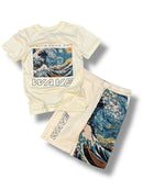 Black Pike Kids 'Wave' T-Shirt/Short Set (Natural) SB1502SK - FRESH N FITTED