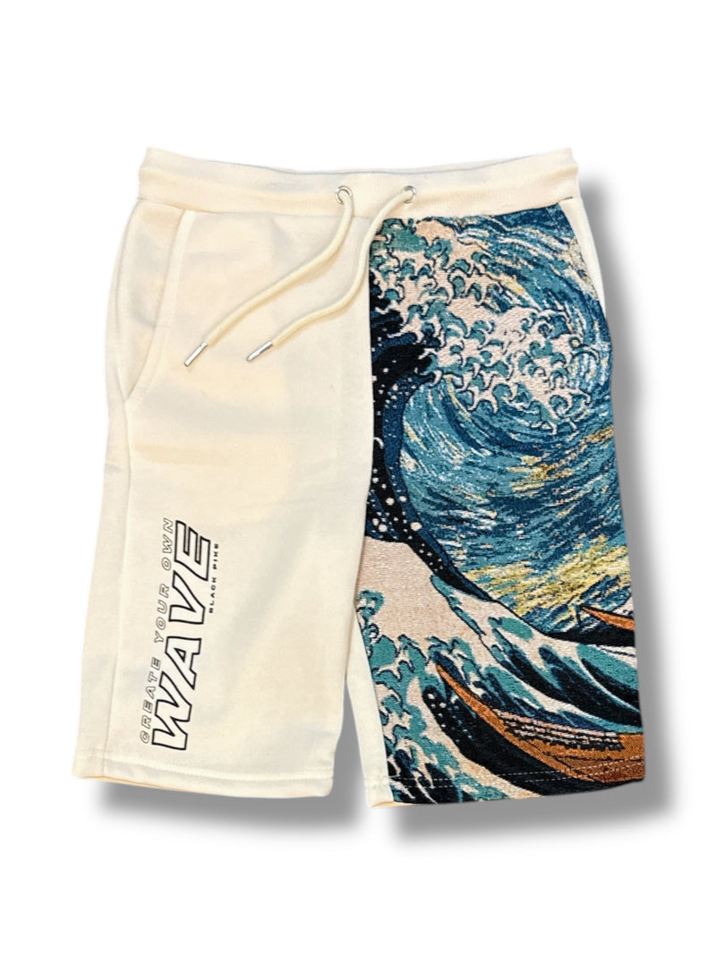 Black Pike Kids 'Wave' T-Shirt/Short Set (Natural) SB1502SK - FRESH N FITTED