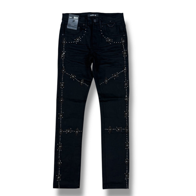 Publik 'Rhinestones' Slim Fit Denim (Jet Black) KD2507 - FRESH N FITTED