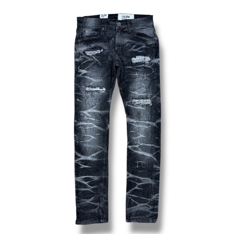 Evolution 'Rip & Repair' Legacy Denim (Washed Black) EV-330207 - FRESH N FITTED