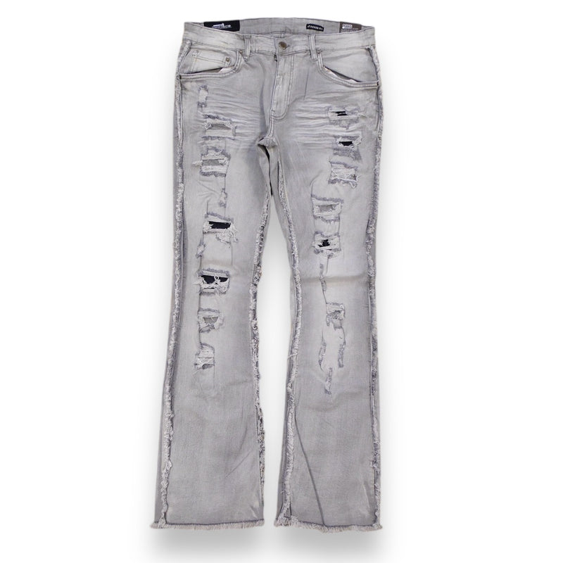 Copper Rivet 'Side Distress' Stacked Denim (Grey) 433077 - FRESH N FITTED