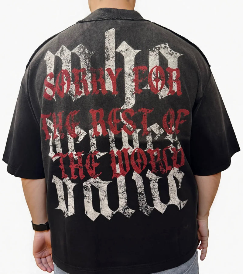 Rare Peace 'America' Oversized Digital Cropped T-shirt (Black) RT5005 - FRESH N FITTED