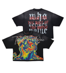 Rare Peace 'SORRY FOR TROTW' Oversized Cropped T-shirt (BK. Black) RT5021 - FRESH N FITTED