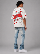 Red Letters "Love Letters" Slightly Oversized T-Shirt in Cream