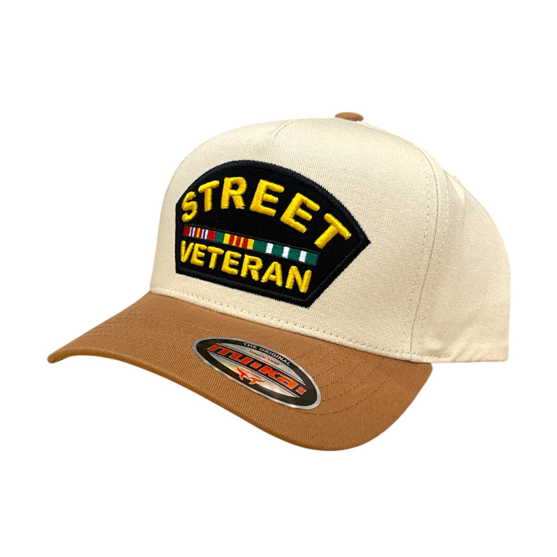 MUKA 'Street Veteran' Snapback Hat (Cream/Tan) S4475 - FRESH N FITTED
