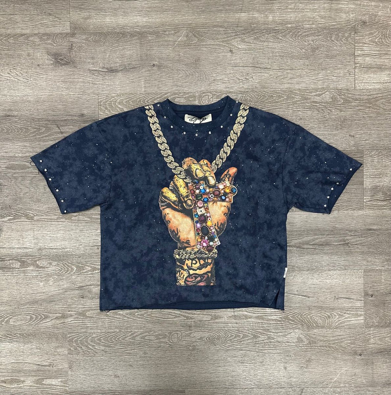 BKYS 'Faith' Cropped T-Shirt (Washed Navy) T1278 - FRESH N FITTED