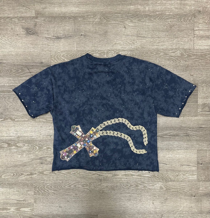 BKYS 'Faith' Cropped T-Shirt (Washed Navy) T1278 - FRESH N FITTED