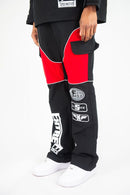 Rebel Minds 'RACING' Nylon Cargo Pants (Black/Red) 152-438 - FRESH N FITTED