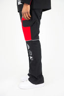 Rebel Minds 'RACING' Nylon Cargo Pants (Black/Red) 152-438 - FRESH N FITTED