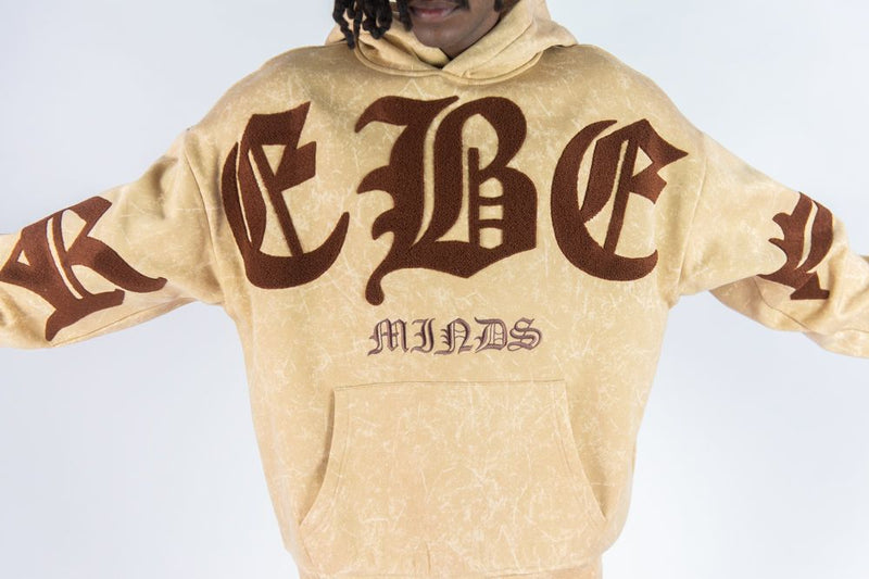 Rebel Minds 'REBEL' Fleece Hoodie (Beige) 152-312 - FRESH N FITTED