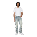 Smoke Rise 'Eyelet' Stacked Flare Cargo (Parsons Blue) JP25543 - FRESH N FITTED