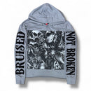 Black Pike 'Bruised Not Broken' Cropped Hoodie (Grey) FB2544 - FRESH N FITTED