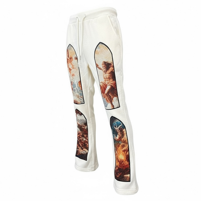 Black Pike Kids 'Renaissance' Stacked Sweatpants (Natural) FB2537SK