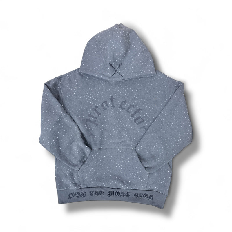 Protector and Maintainer 'ICY' Studded Pullover Hoodie (Charcoal/Black)