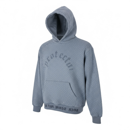 Protector and Maintainer 'ICY' Studded Pullover Hoodie (Charcoal/Black) - FRESH N FITTED